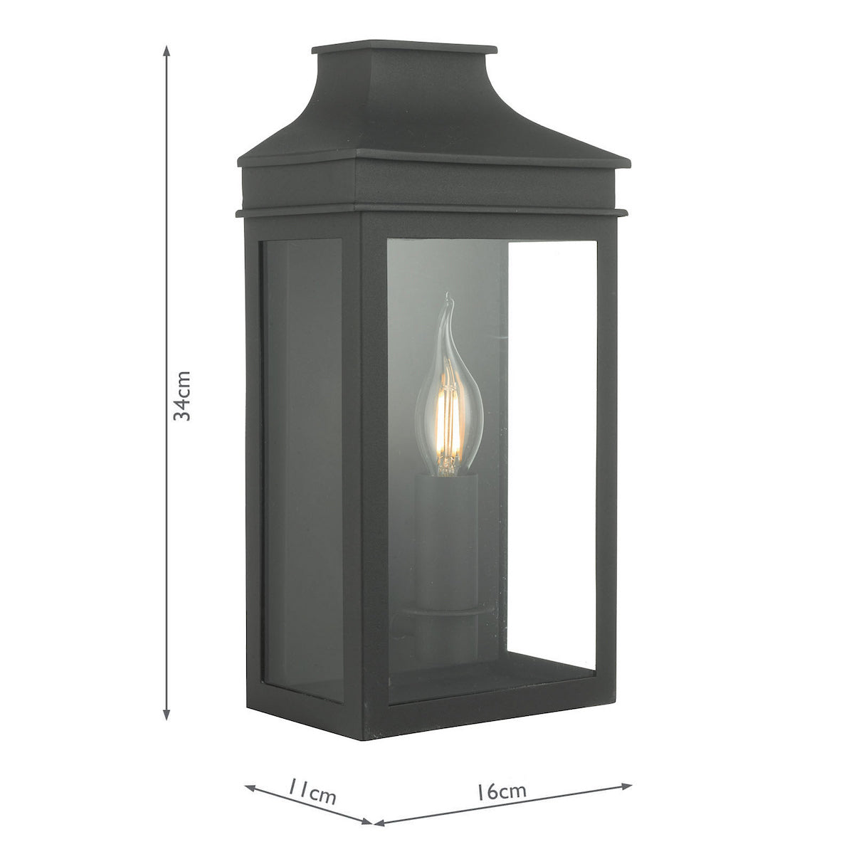 Dar Vapour Outdoor Coach Lantern Wall Light Black IP44