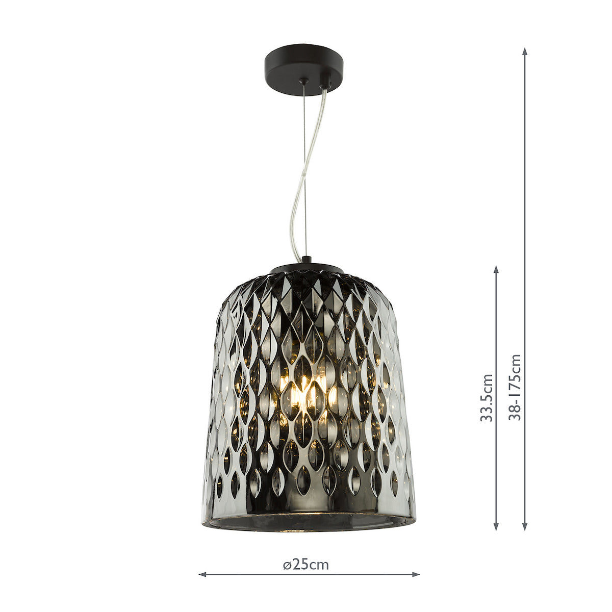 Dar Varius Pendant Matt Black and Smoked Glass