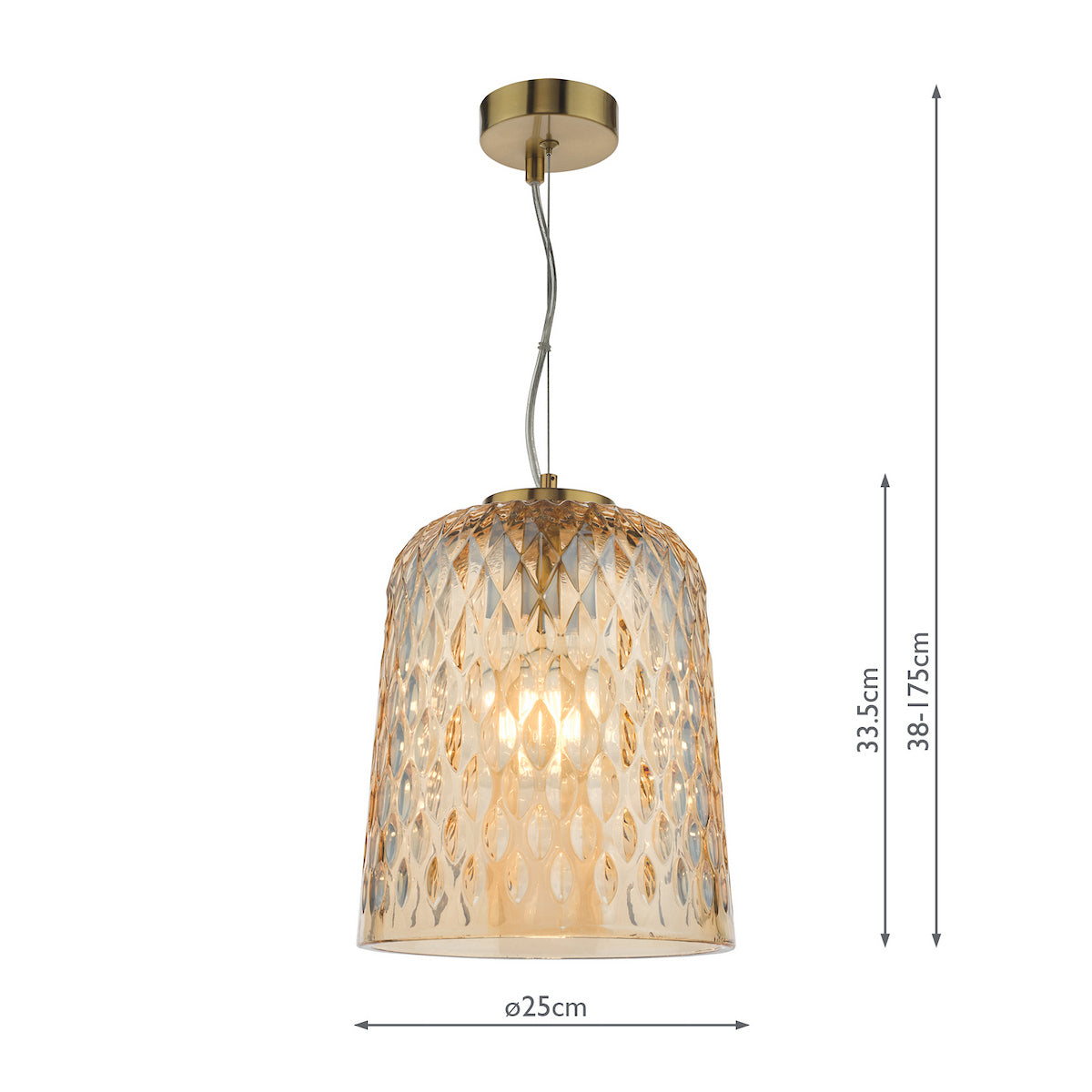 Dar Varius Pendant Natural Brass and Amber Glass