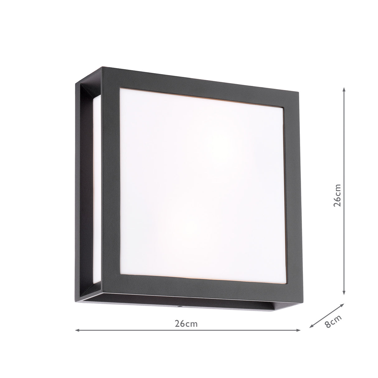Dar Vayu 2 Light Outdoor Wall Light Matt Black and Opal IP44