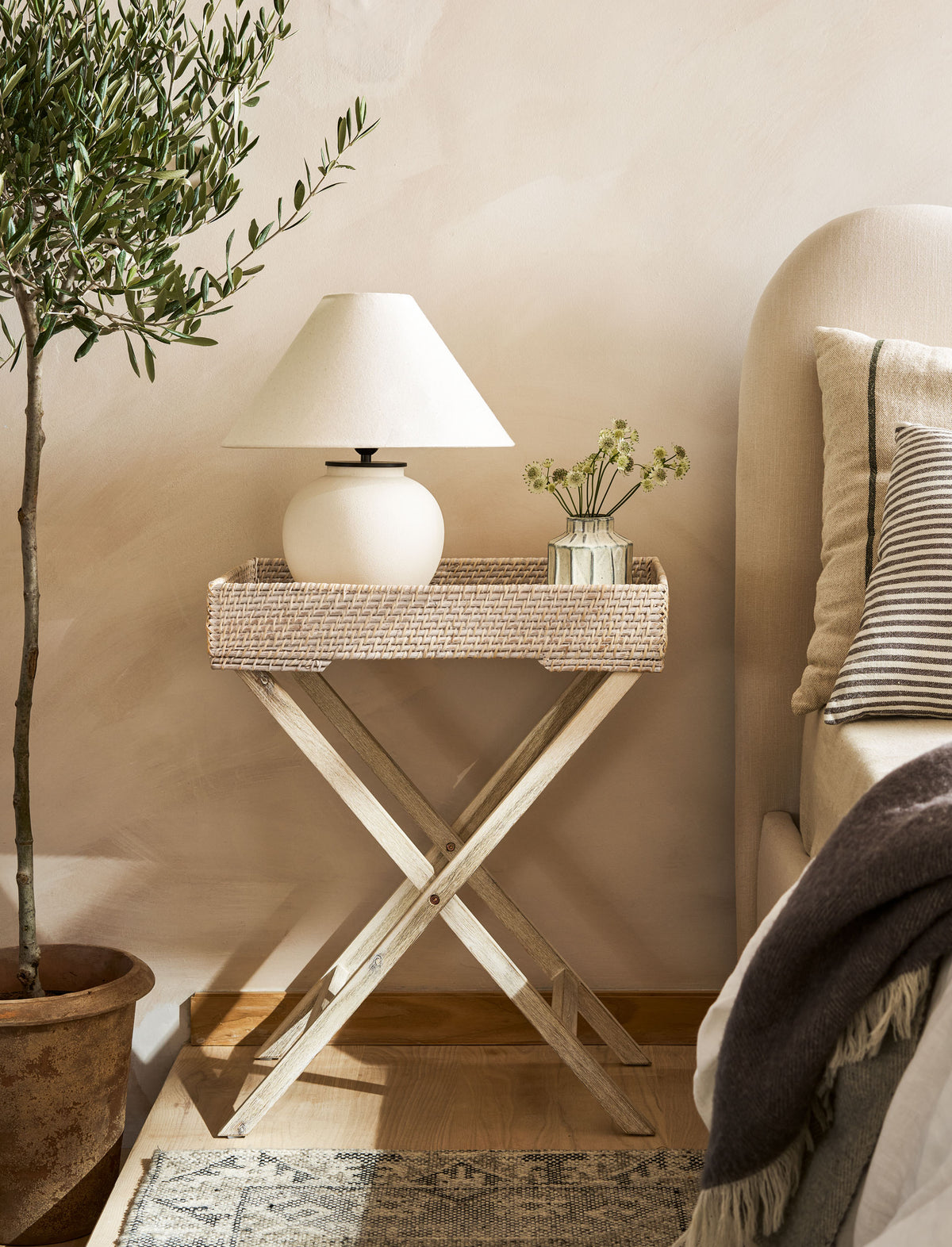 Garden Trading Wittering Side Table With Stand Rattan White