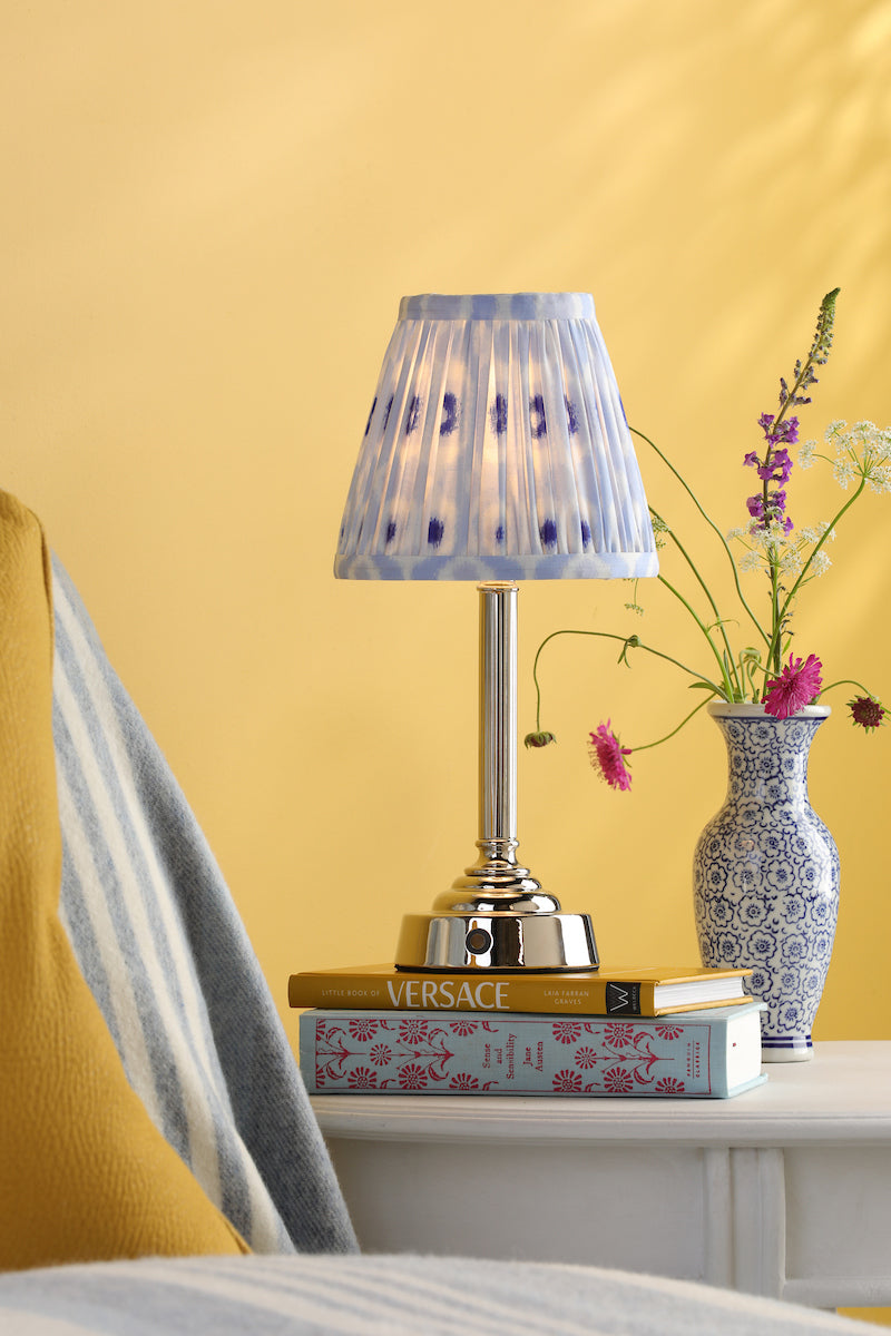 Dar Virgil LED Rechargeable Table Lamp Polished Nickel Base Only