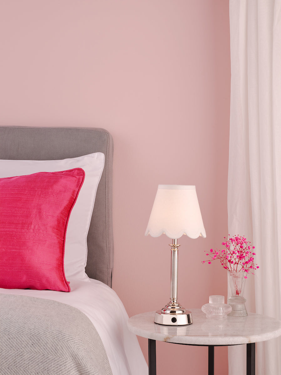 Dar Virgil LED Rechargeable Table Lamp Polished Nickel Base Only