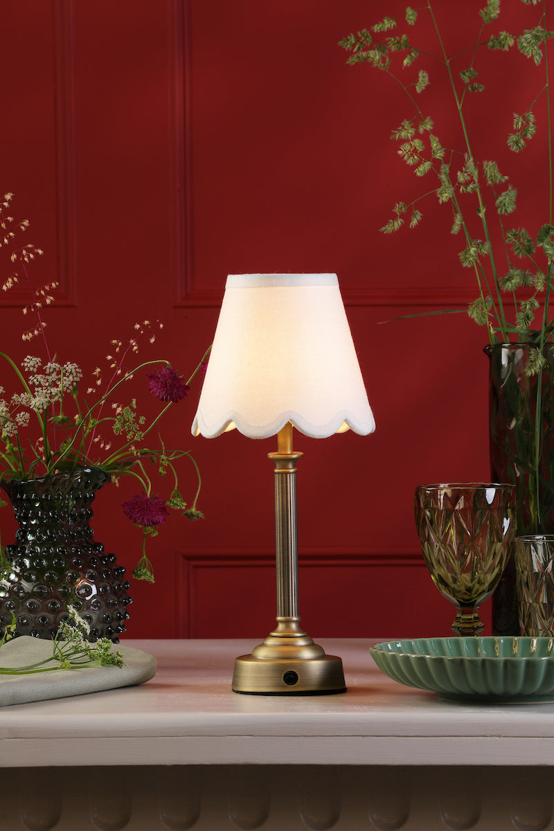 Dar Virgil LED Rechargeable Table Lamp Matt Antique Brass Base Only