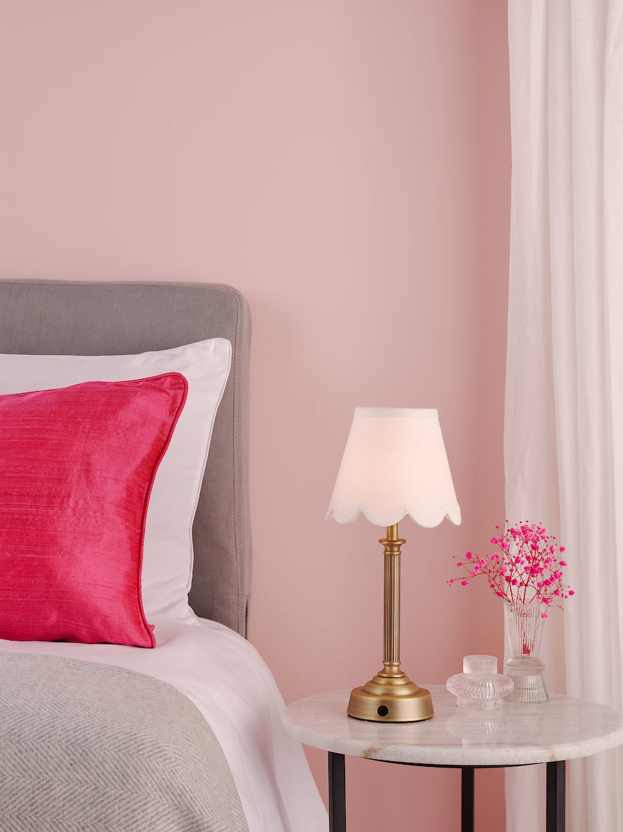 Dar Virgil LED Rechargeable Table Lamp Matt Antique Brass Base Only