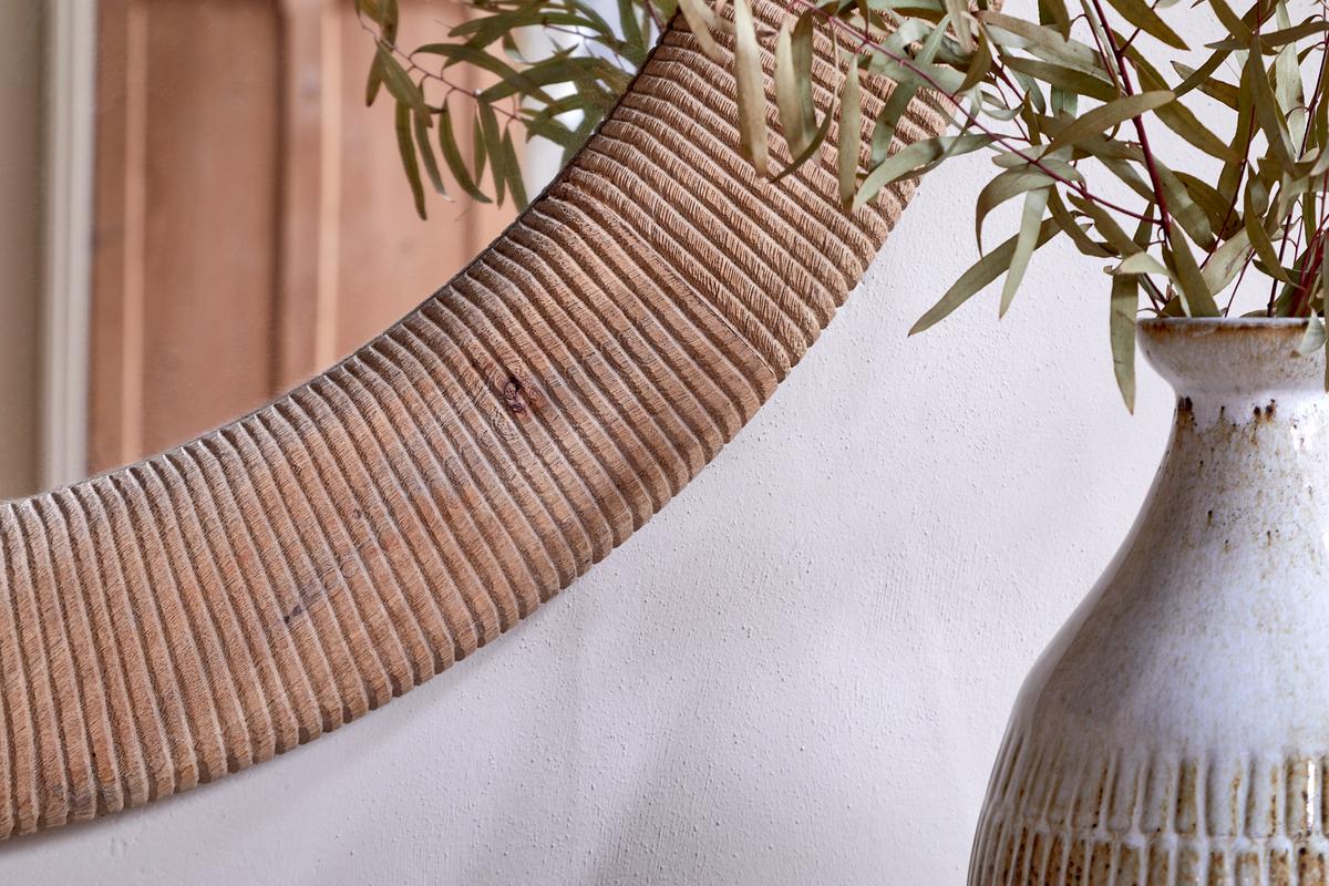 Nkuku Vivan Grooved Wood Mirror Natural