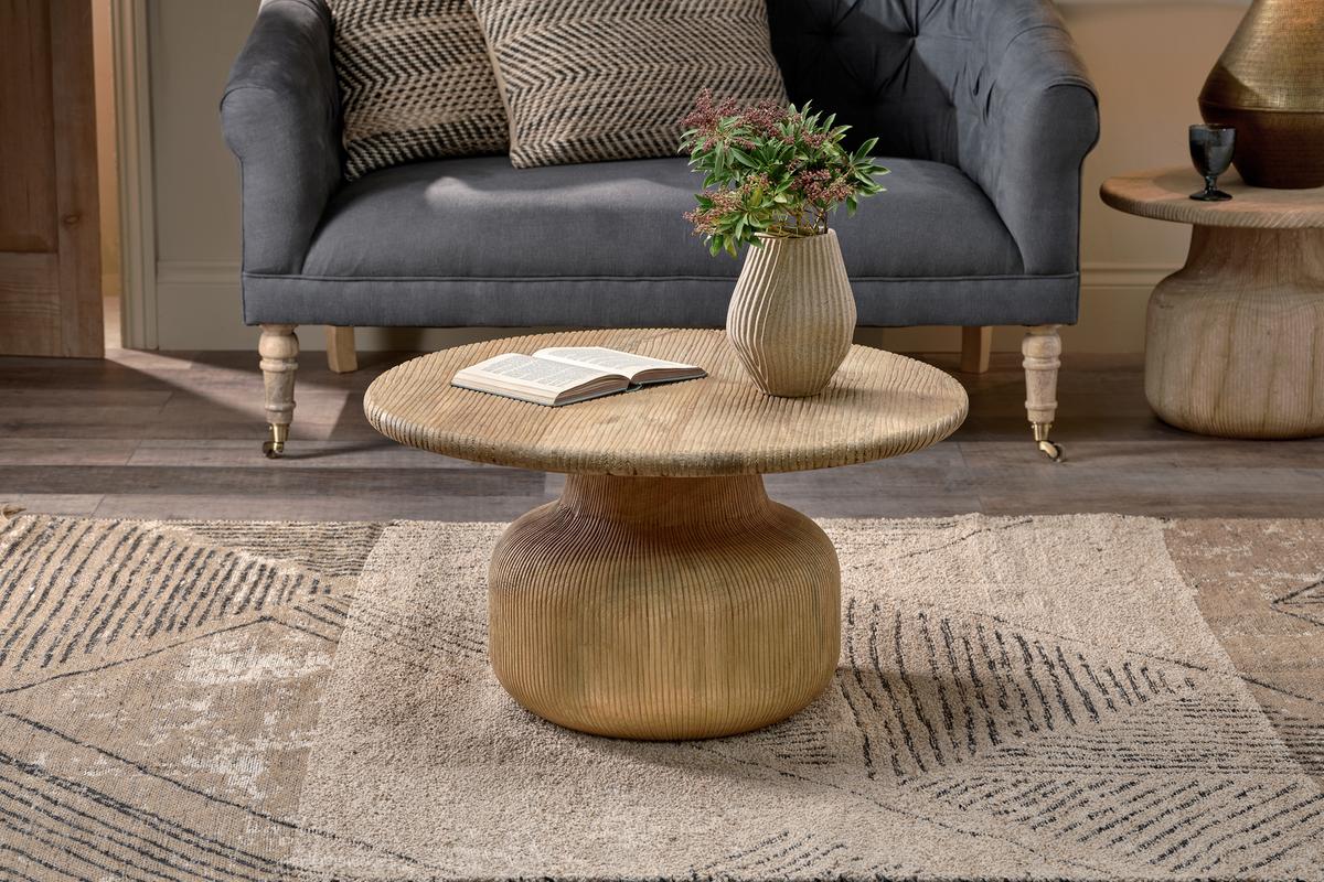 Nkuku Vivan Grooved Wood Coffee Table Natural