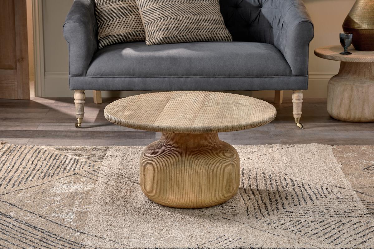Nkuku Vivan Grooved Wood Coffee Table Natural