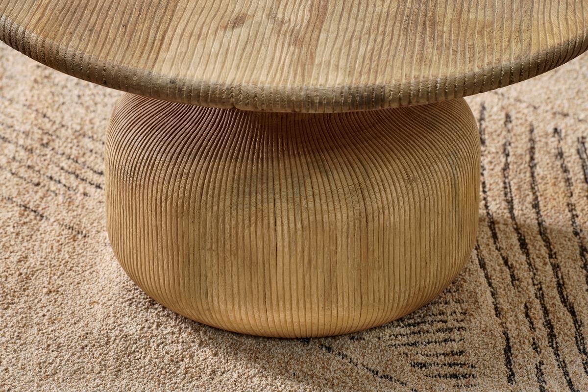 Nkuku Vivan Grooved Wood Coffee Table Natural