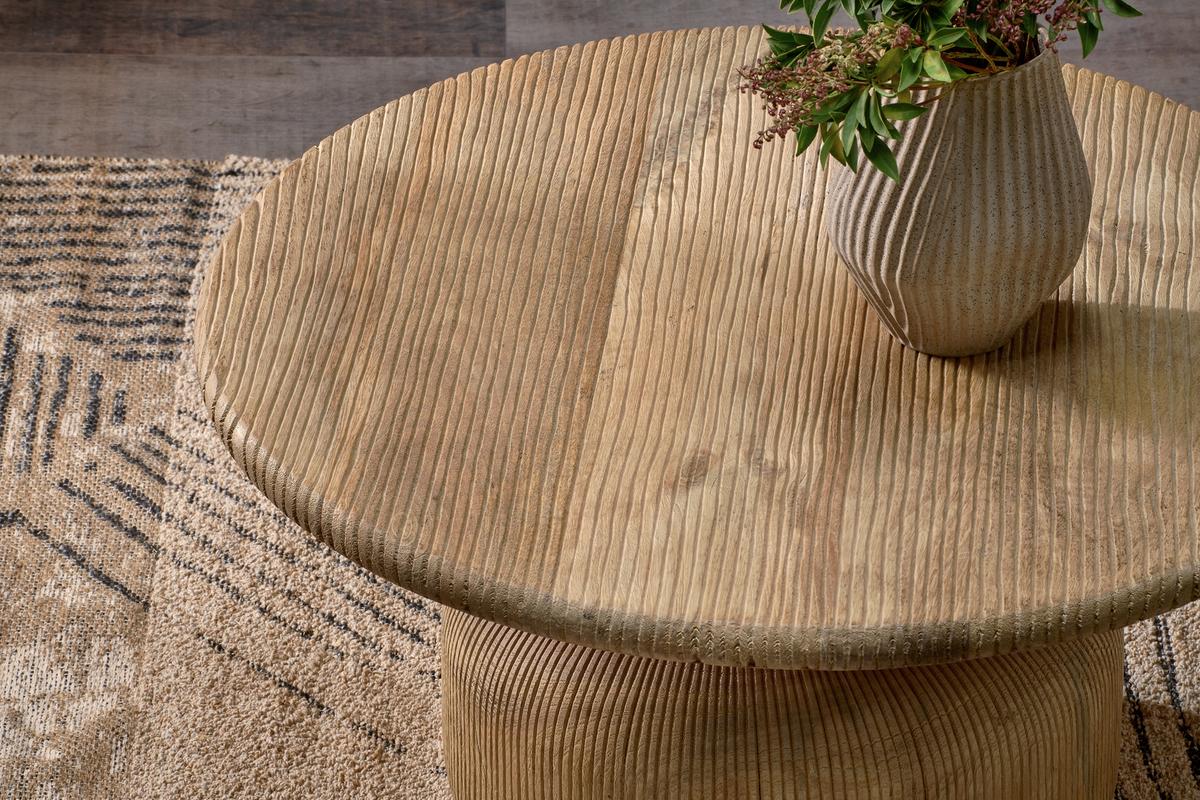 Nkuku Vivan Grooved Wood Coffee Table Natural