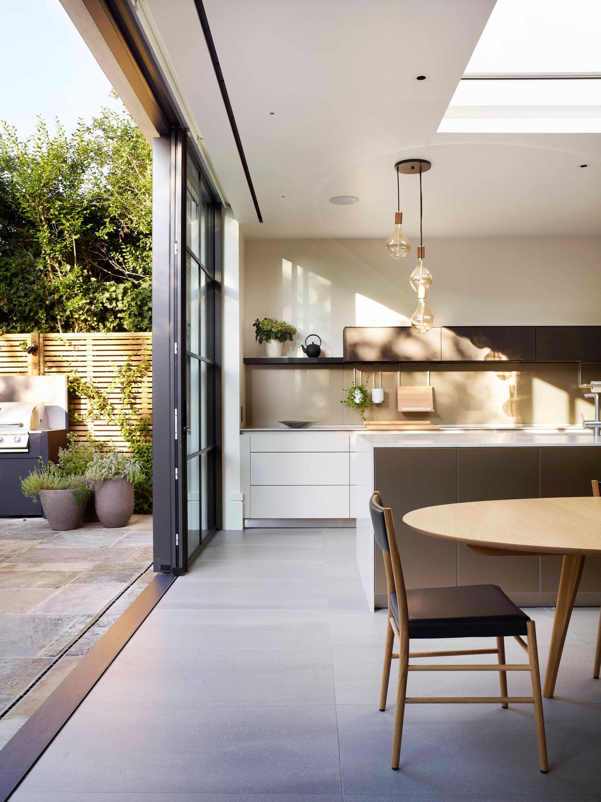 Tala Triple Pendant Walnut with Voronoi II, Black Canopy