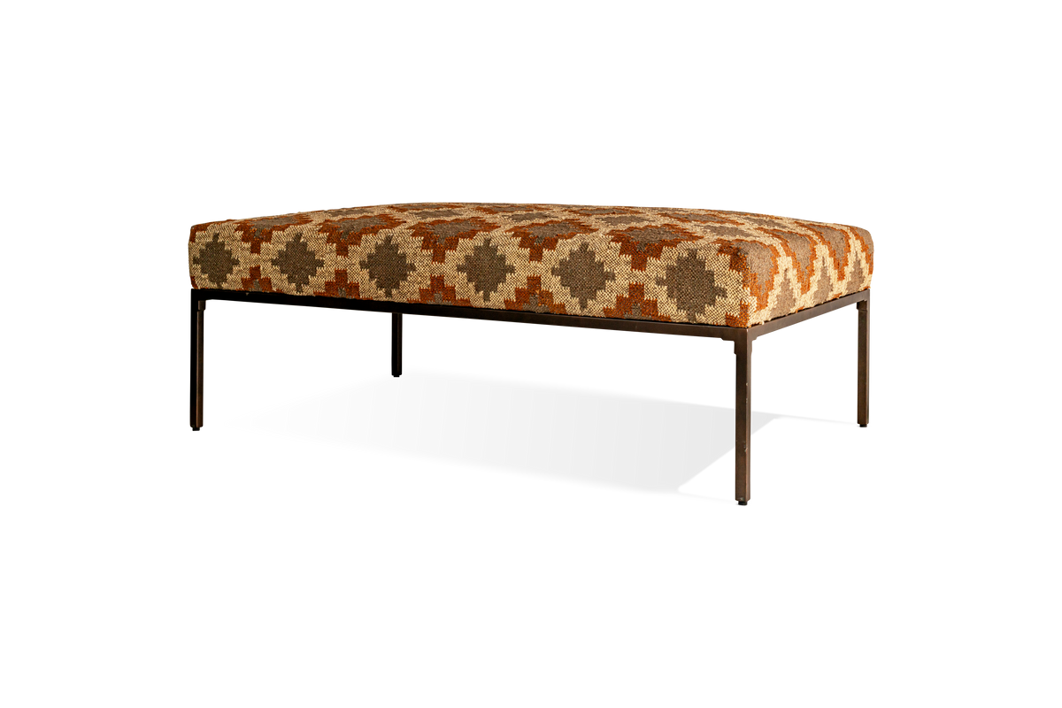 Nkuku Valin Upholstered Ottoman Rust