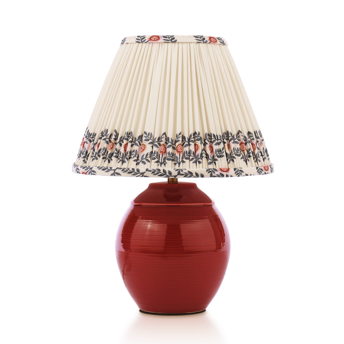 Joules Wentworth Table Lamp Red Ceramic and Matt Antique Brass With Shade