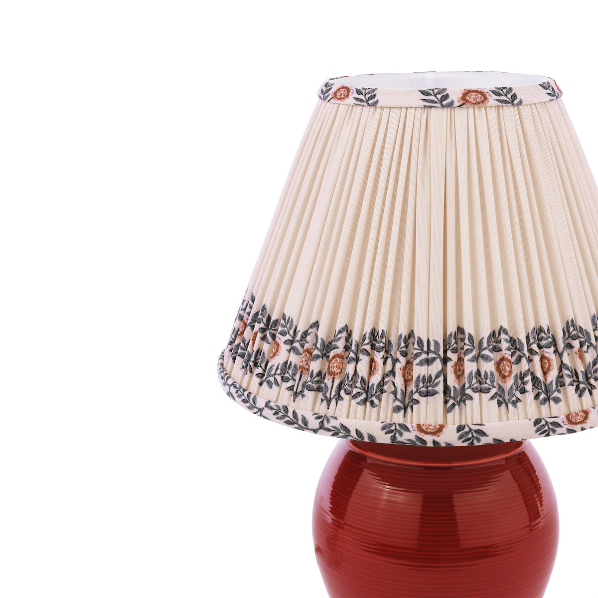 Joules Wentworth Table Lamp Red Ceramic and Matt Antique Brass With Shade