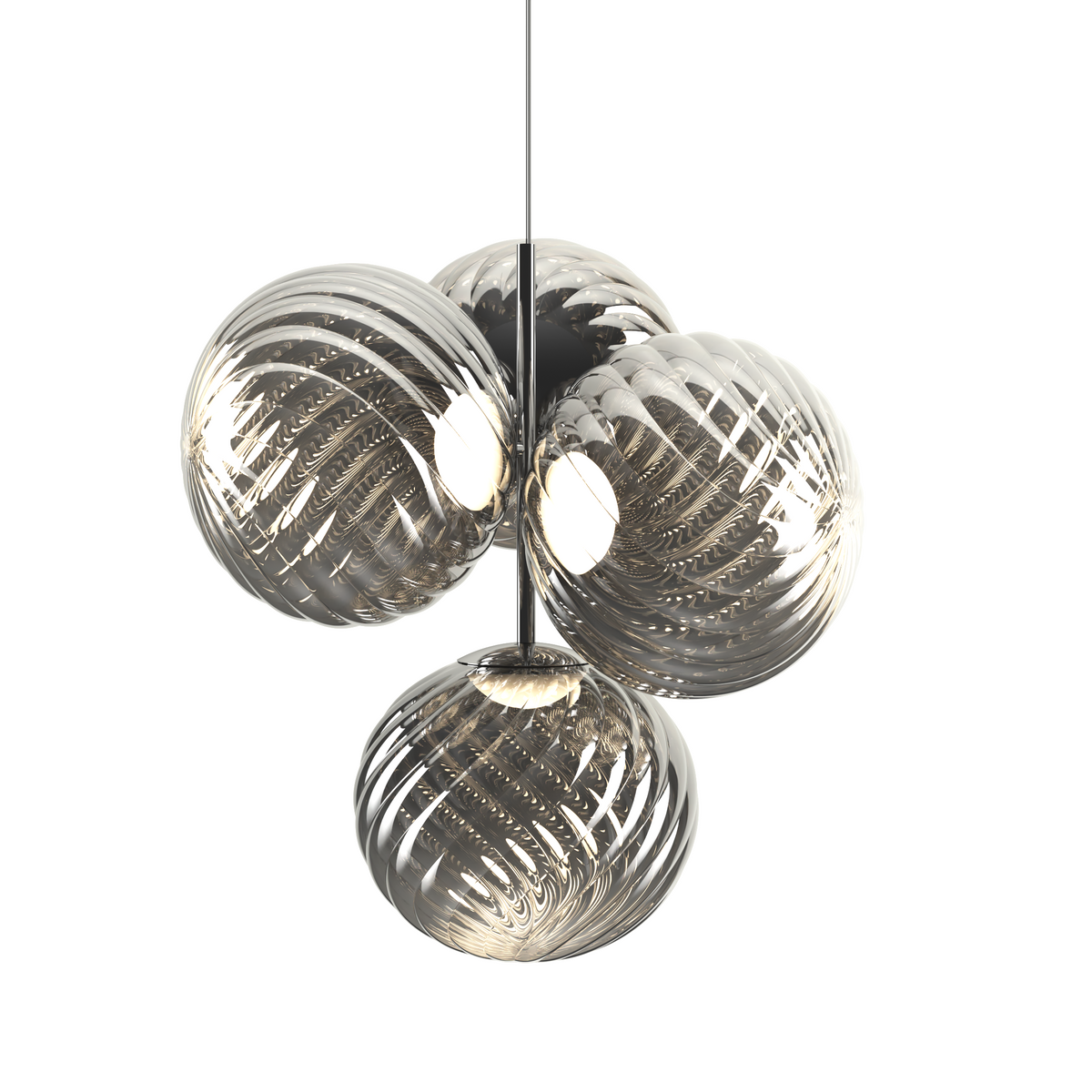 Tom Dixon Whirl Chandelier Small Silver LED - Op Art Statement