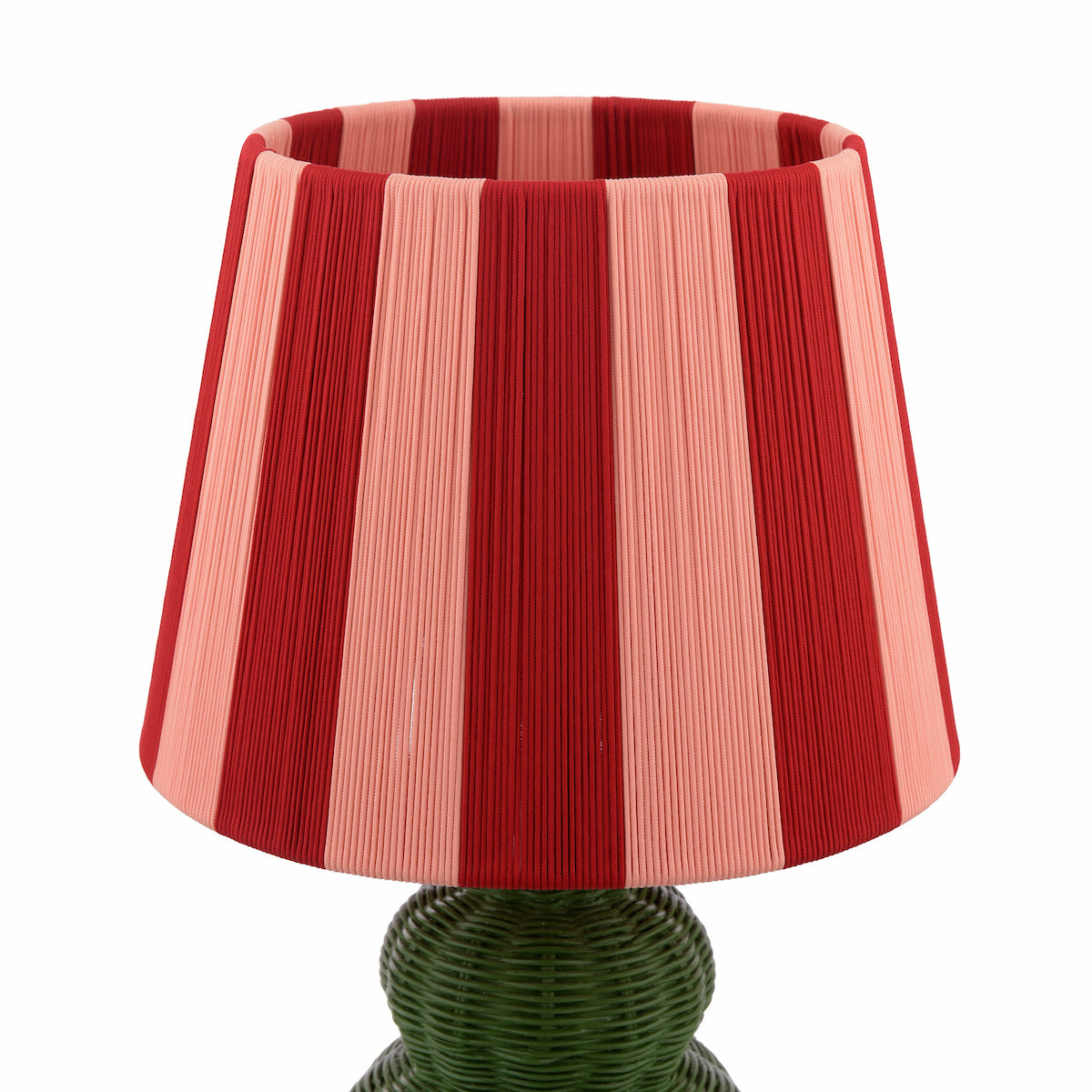 Joules Whitby Rattan Table Lamp Matt Green With Pink Shade