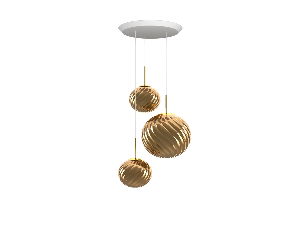 Tom Dixon Whirl Pendant System Trio Round Gold LED