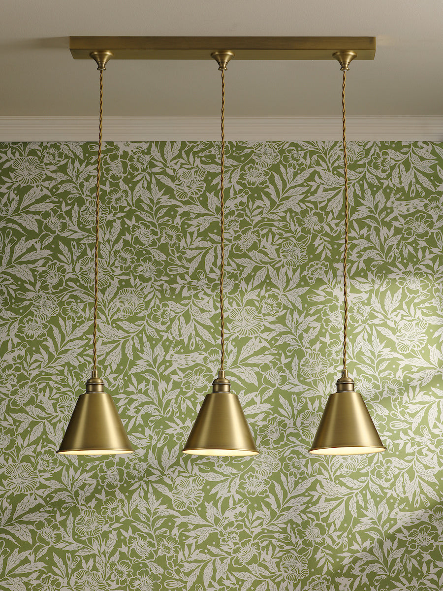 Joules Wollaton 3 Light Bar Pendant Matt Antique Brass and Matt White