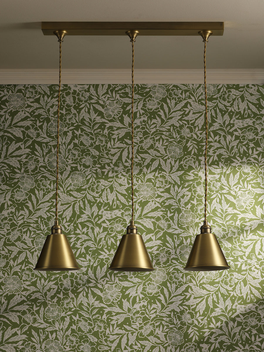Joules Wollaton 3 Light Bar Pendant Matt Antique Brass and Matt White