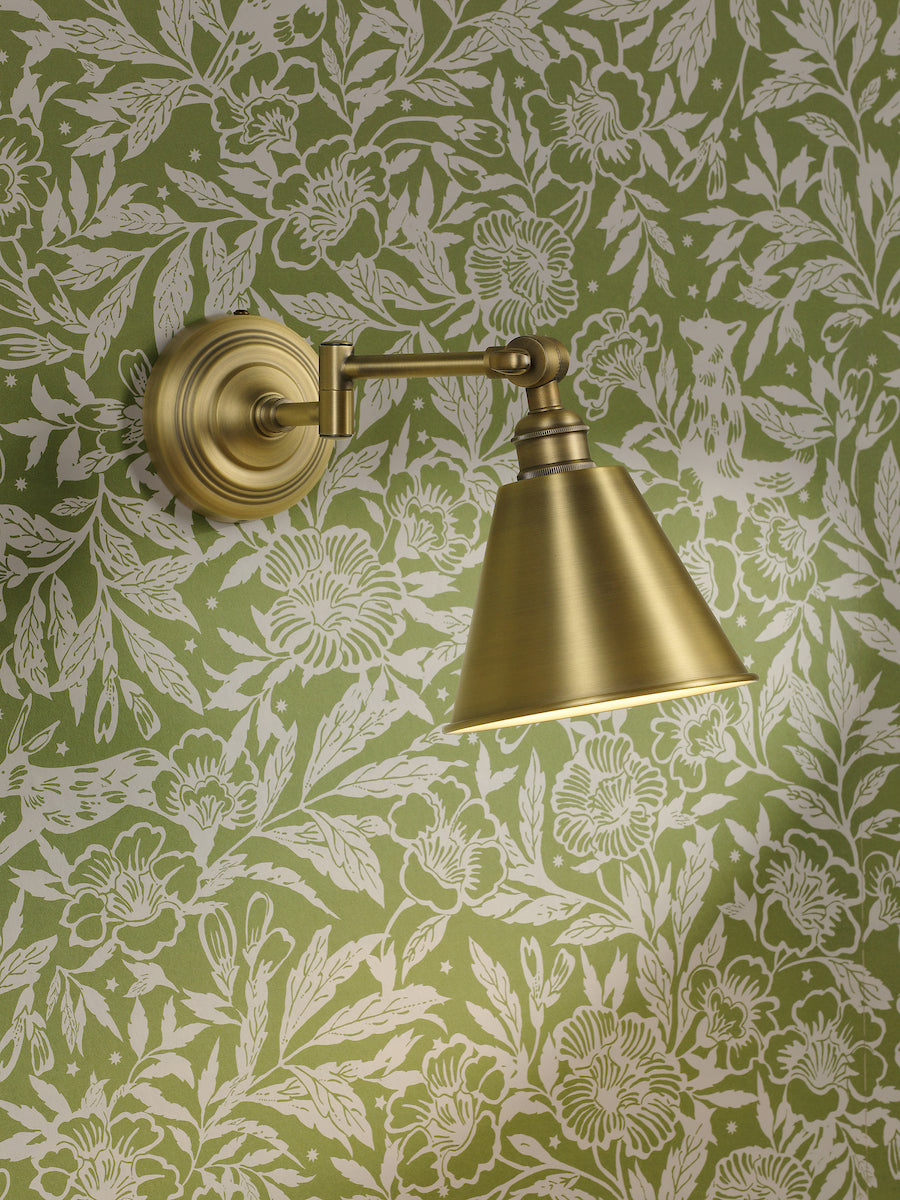 Joules Wollaton Single Spotlight Matt Antique Brass and Matt White