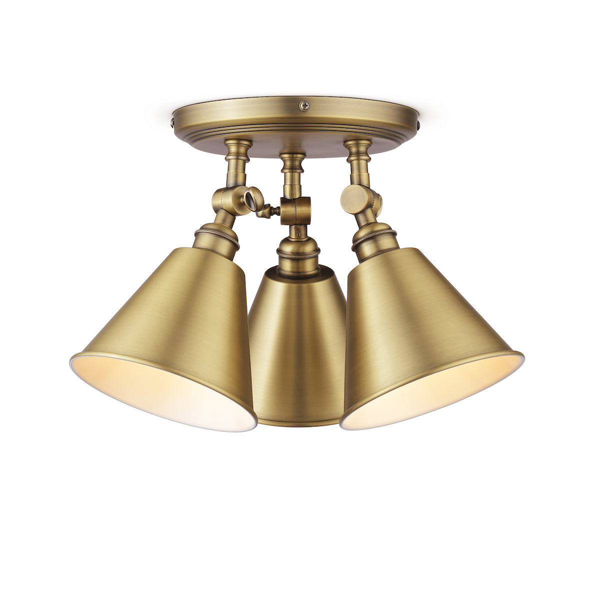 Joules Wollaton 3 Light Plate Spotlight Matt Antique Brass and Matt White