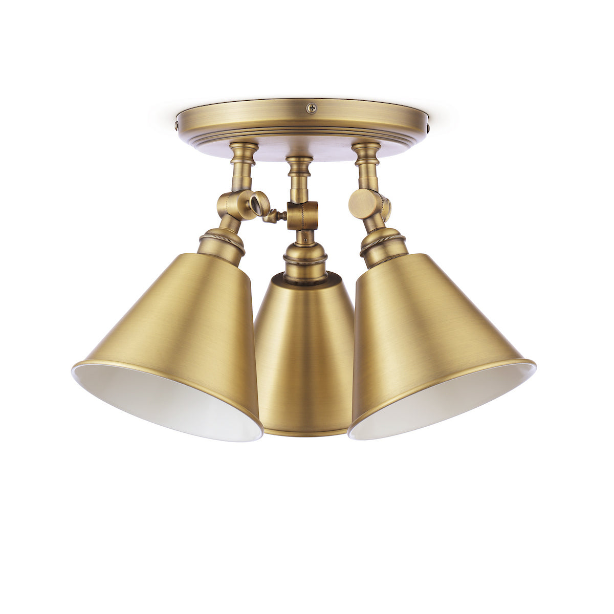 Joules Wollaton 3 Light Plate Spotlight Matt Antique Brass and Matt White