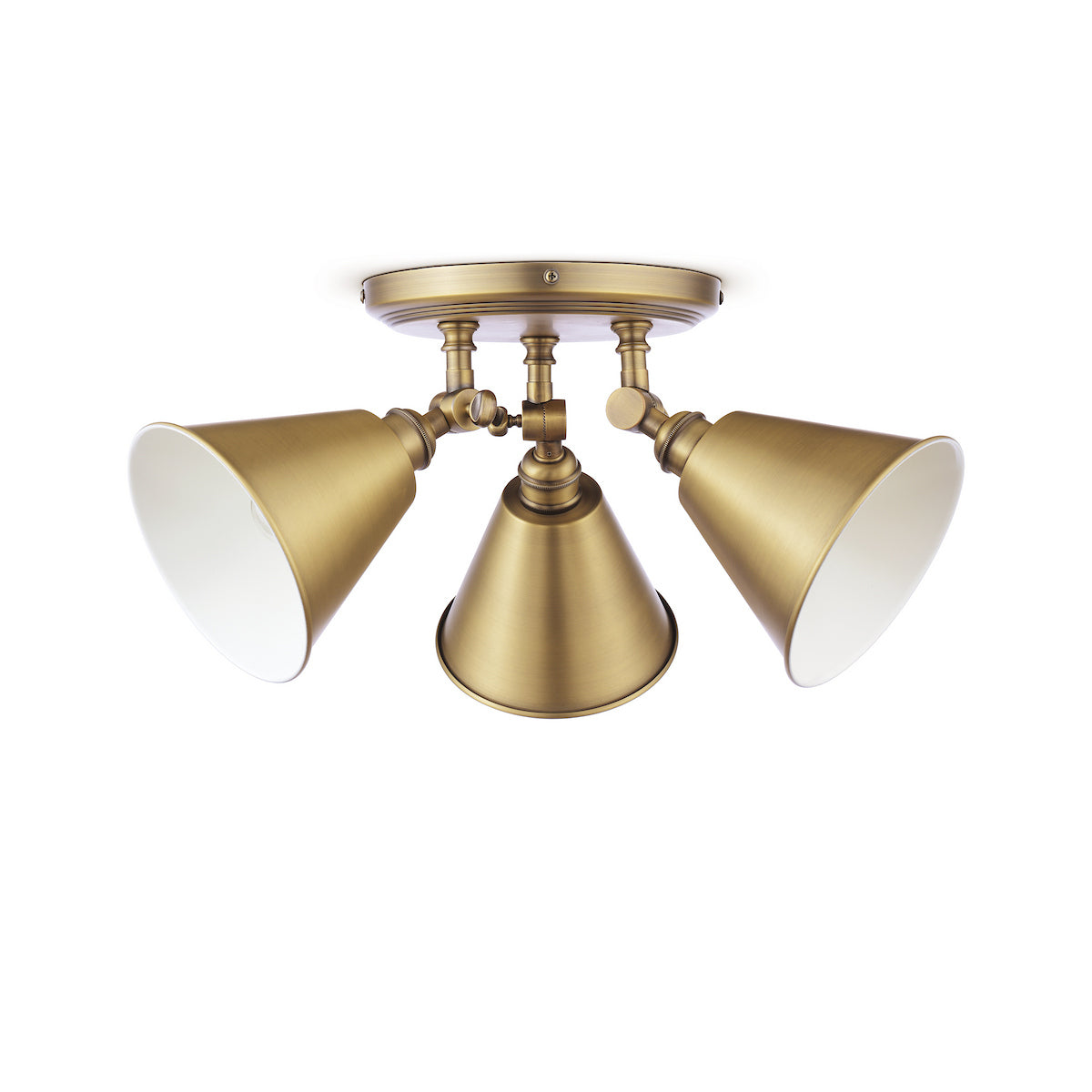 Joules Wollaton 3 Light Plate Spotlight Matt Antique Brass and Matt White