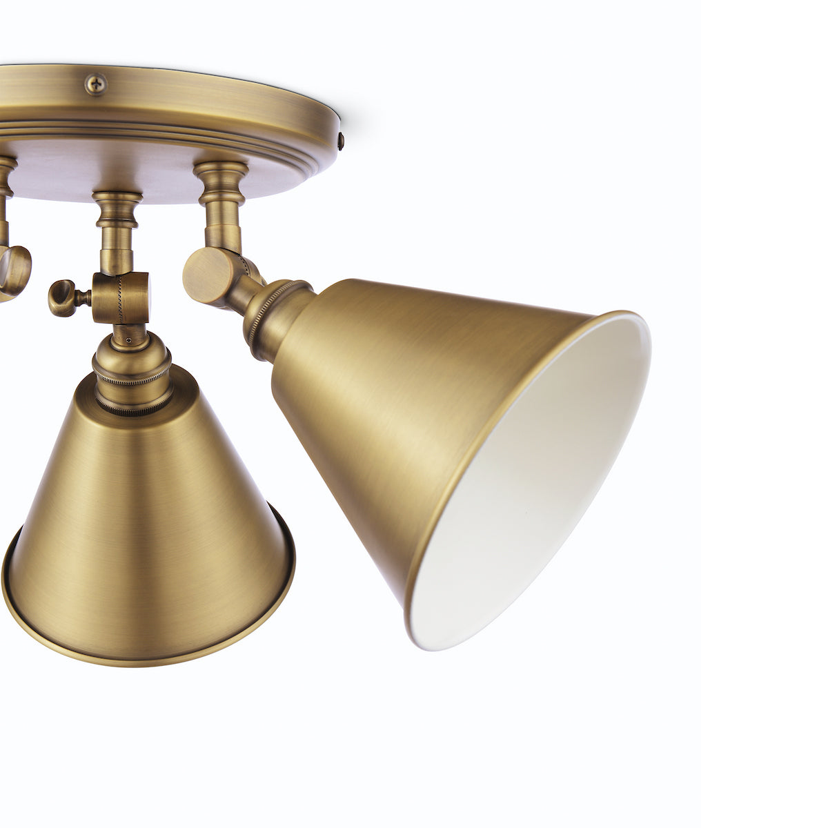 Joules Wollaton 3 Light Plate Spotlight Matt Antique Brass and Matt White