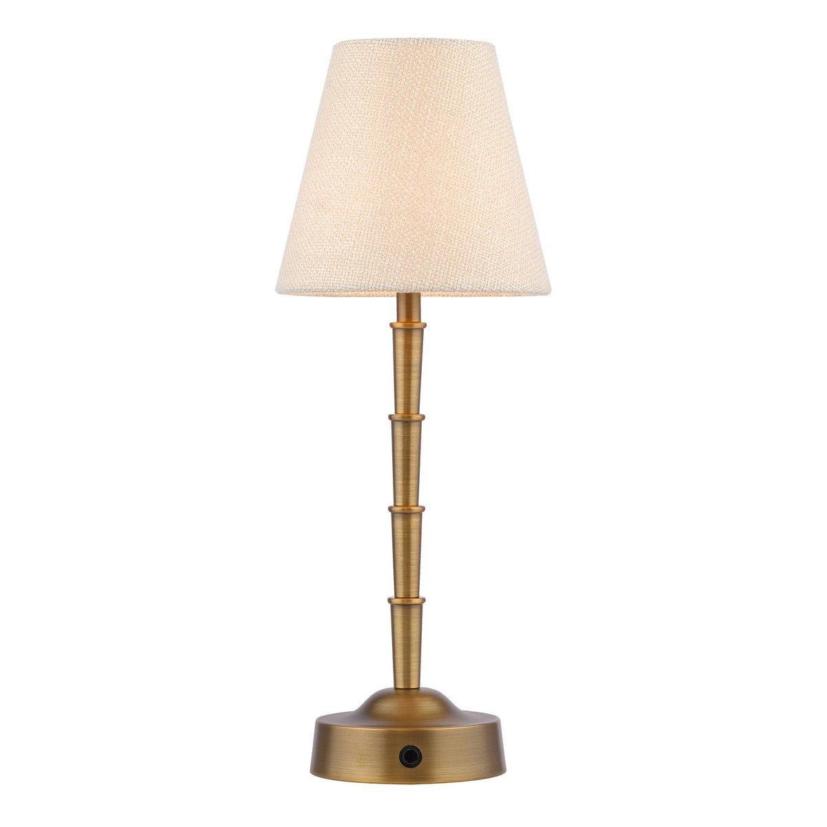 Dar Wyman Rechargeable Table Lamp Antique Bronze With Linen Shade LED