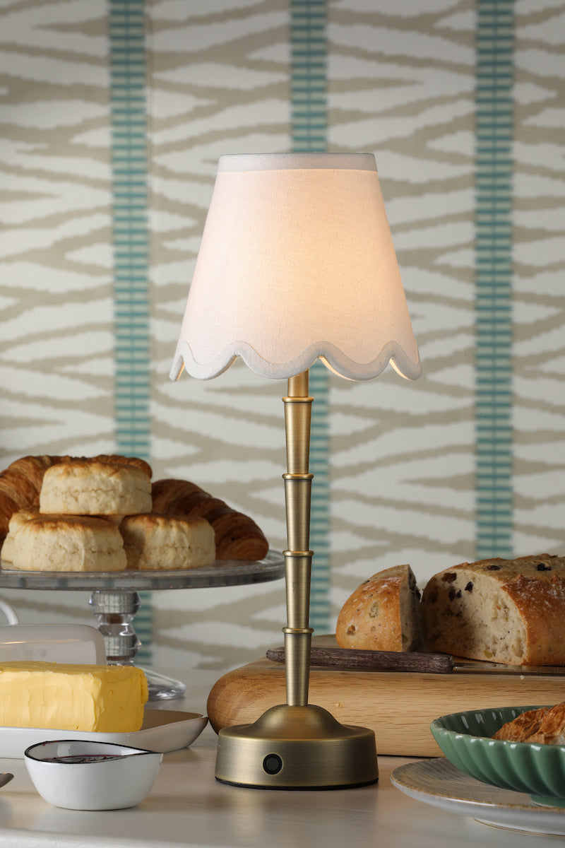 Dar Wyman LED Rechargeable Small Table Lamp Matt Antique Brass Base Only