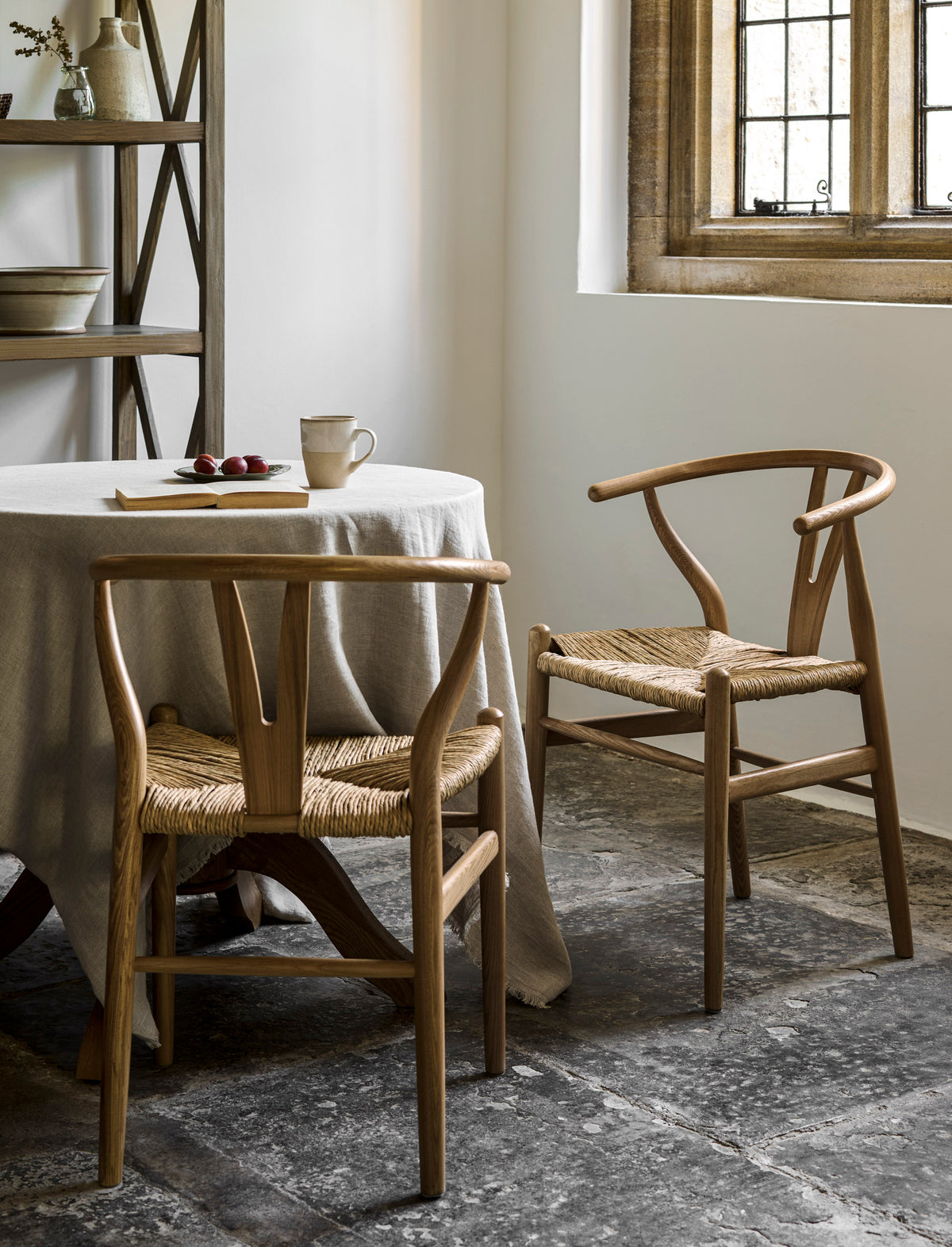 Garden Trading Chilthorne Wishbone Dining Chair Ash Wood, Natural, Set of 2