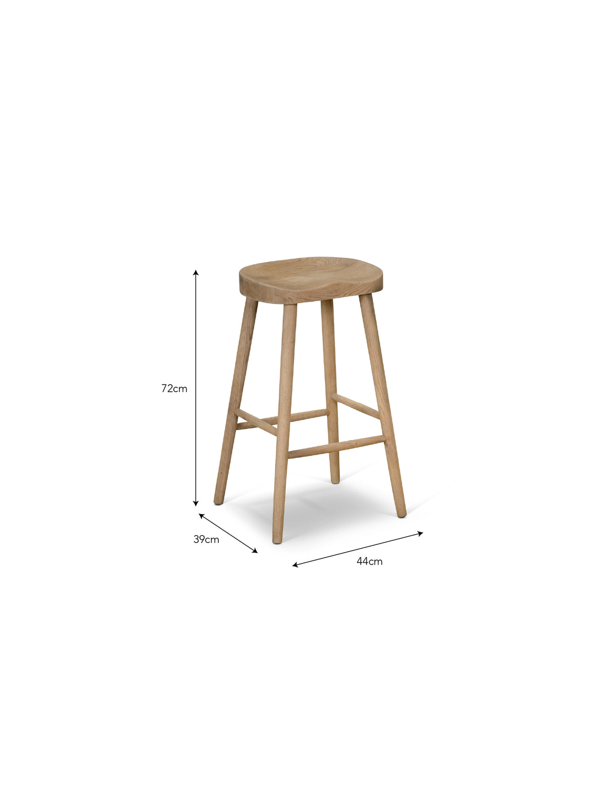 Garden Trading Lilley Bar Stool Ash Wood, Lime Wash