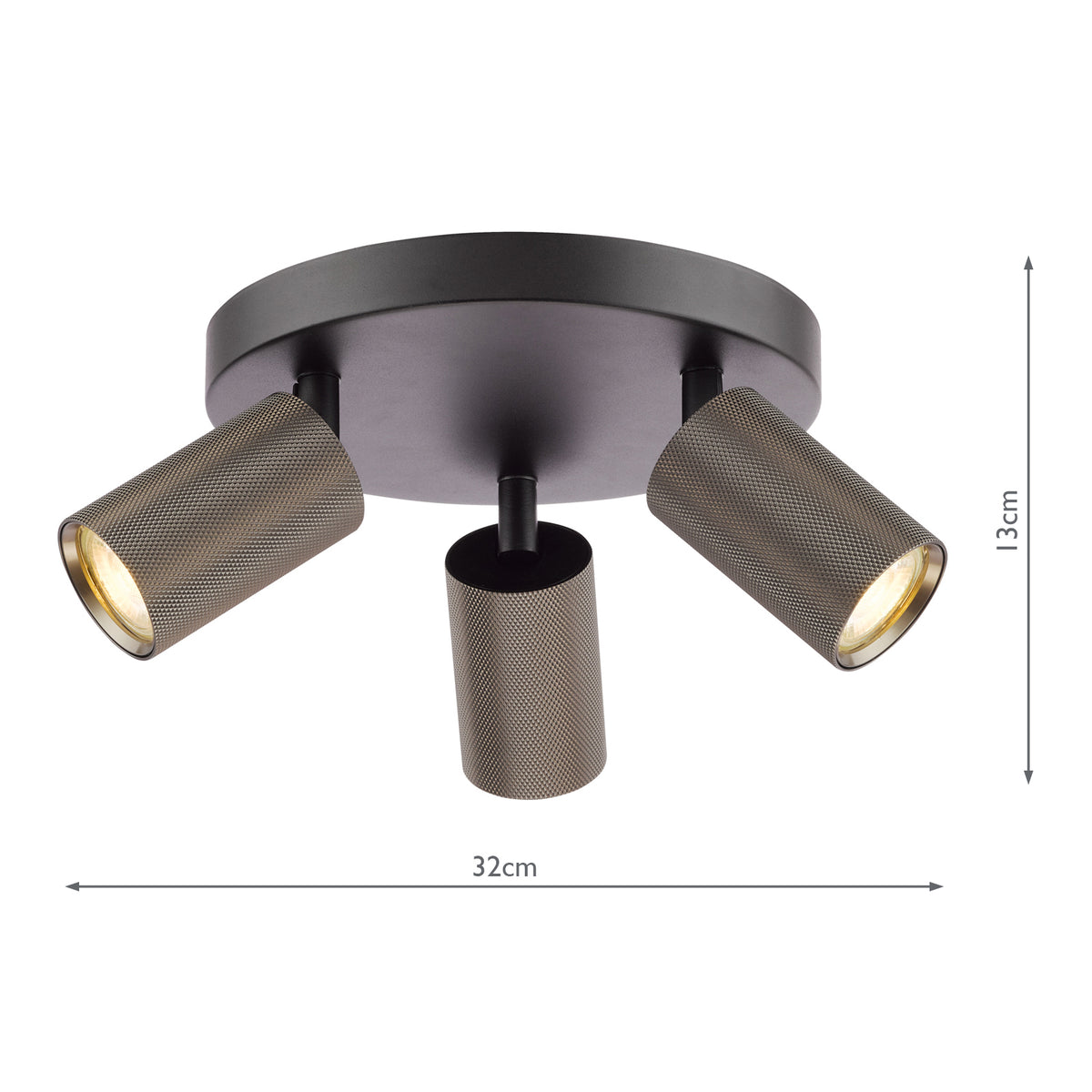 Dar Yamis 3 Light Plate Spotlight Satin Bronze and Matt Black