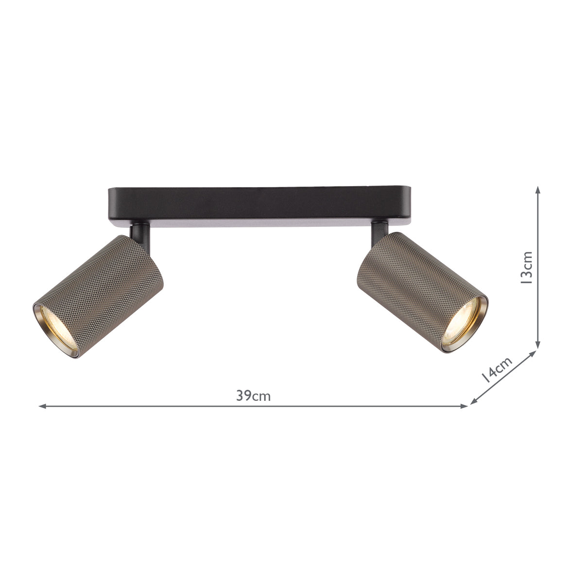 Dar Yamis 2 Light Bar Spotlight Knurled Bronze and Matt Black