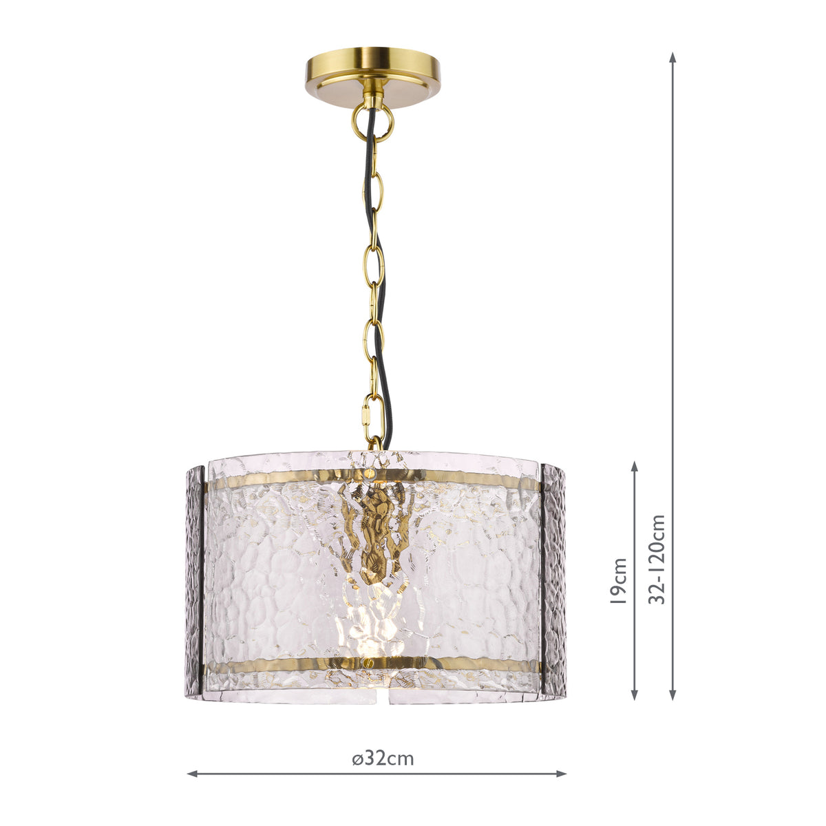 Dar Yeva Pendant Natural Brass and Smoked Glass