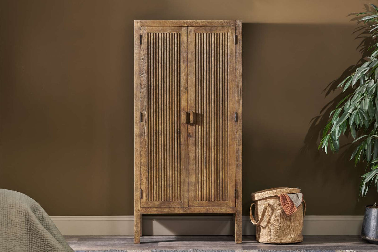 Nkuku Yasha Reeded Mango Wood Cabinet Natural