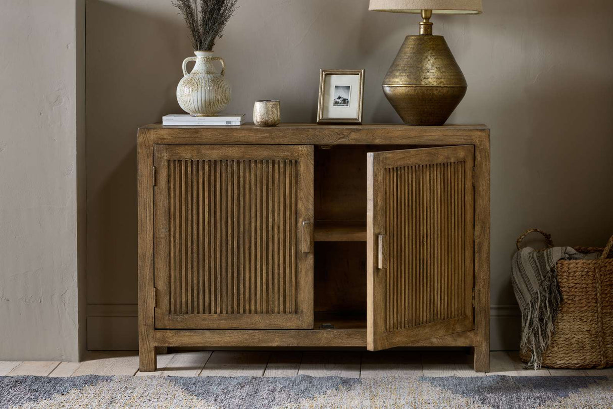 Nkuku Yasha Reeded Mango Wood Sideboard Natural
