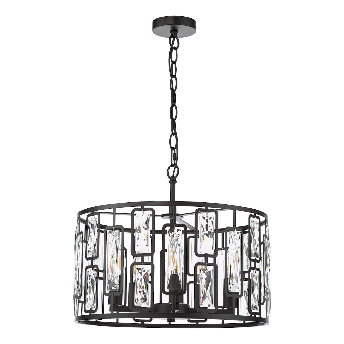 Dar Zoelle 5 Light Pendant Matt Black and Crystal