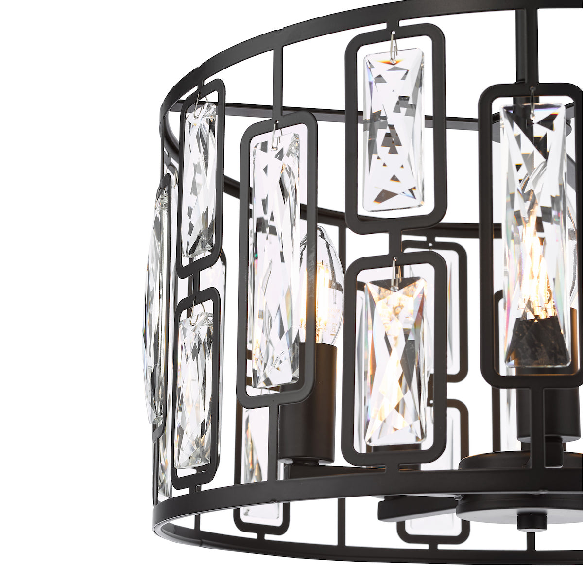 Dar Zoelle 5 Light Pendant Matt Black and Crystal