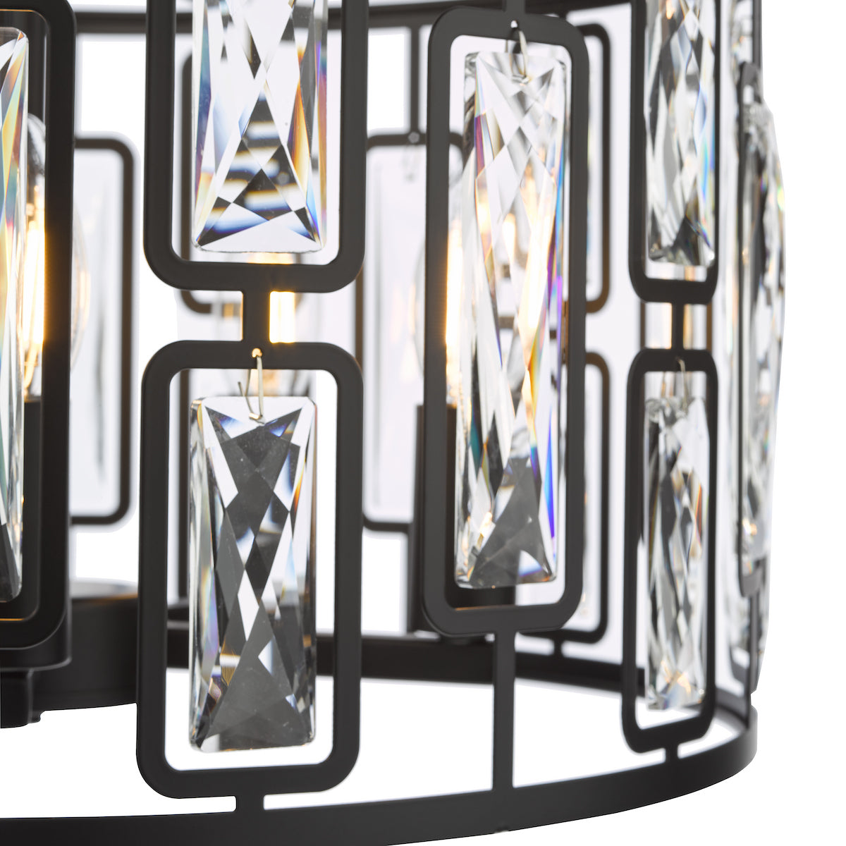 Dar Zoelle 5 Light Pendant Matt Black and Crystal