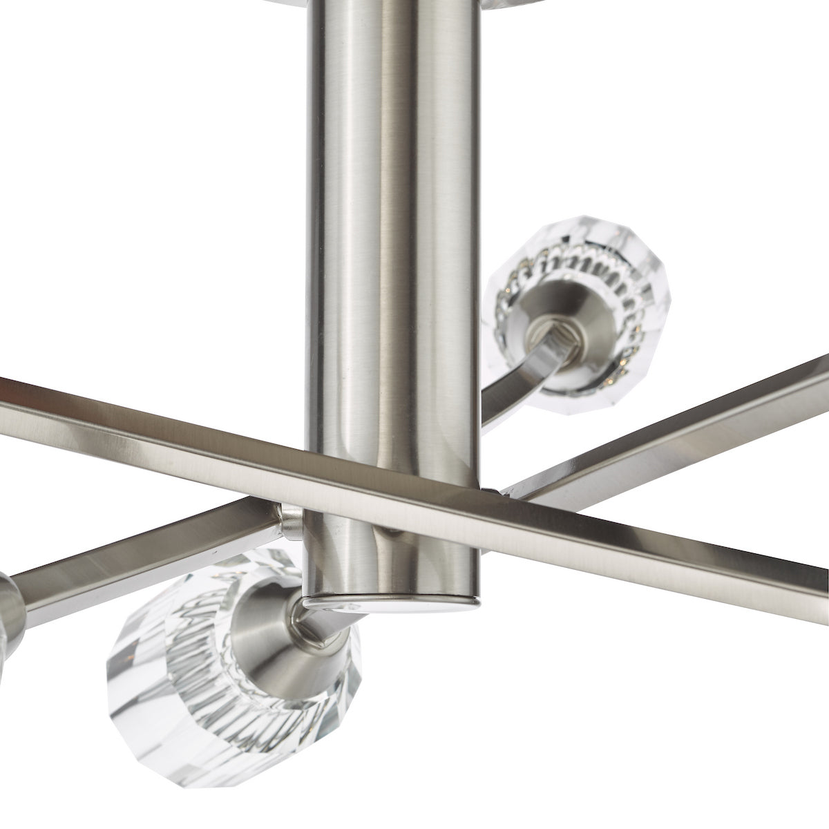 Dar Zonda 6 Light Semi-Flush Brushed Nickel and Crystal