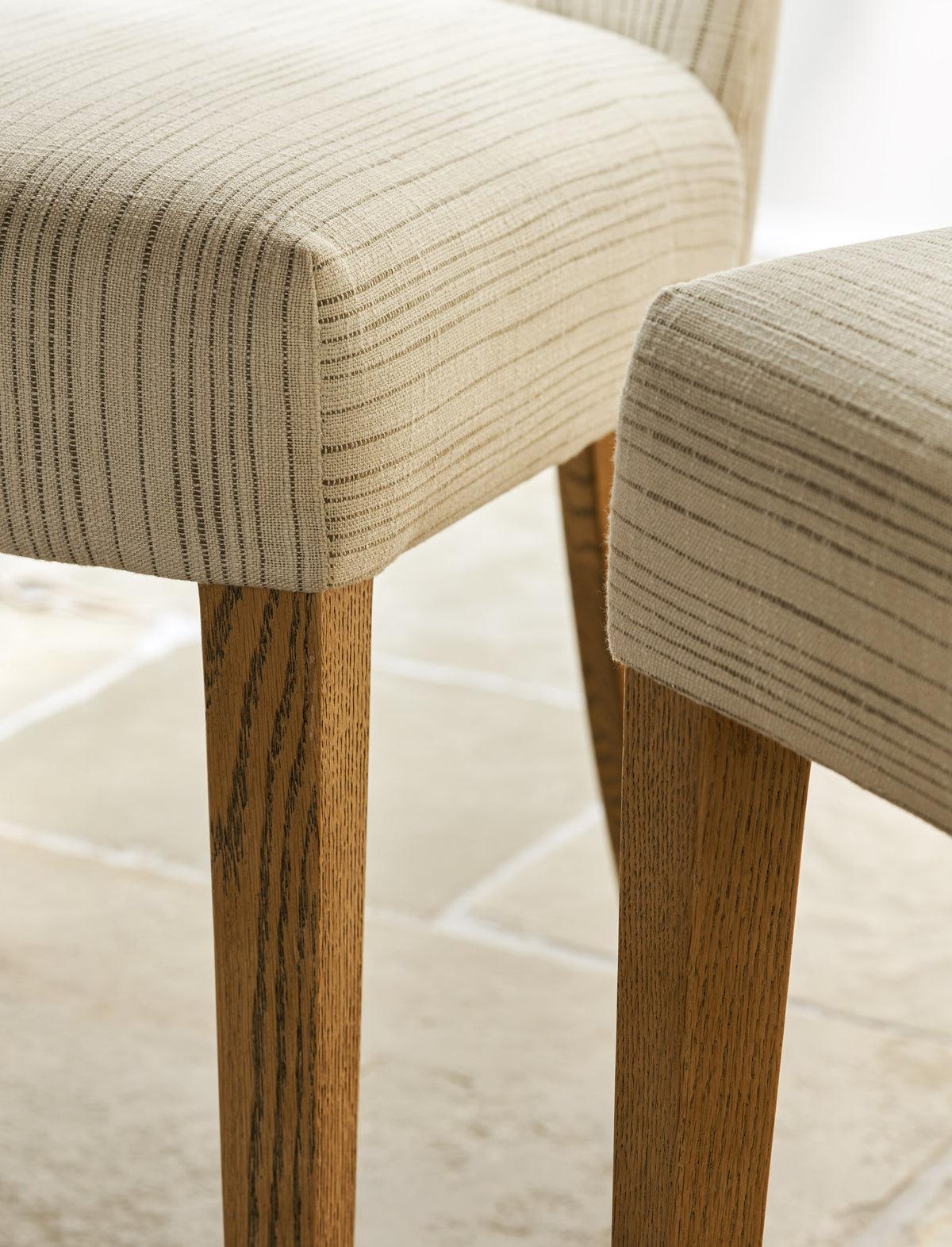 Garden Trading Wraysbury Dining Chair Ash Wood, Natural Stripe, Set of 2