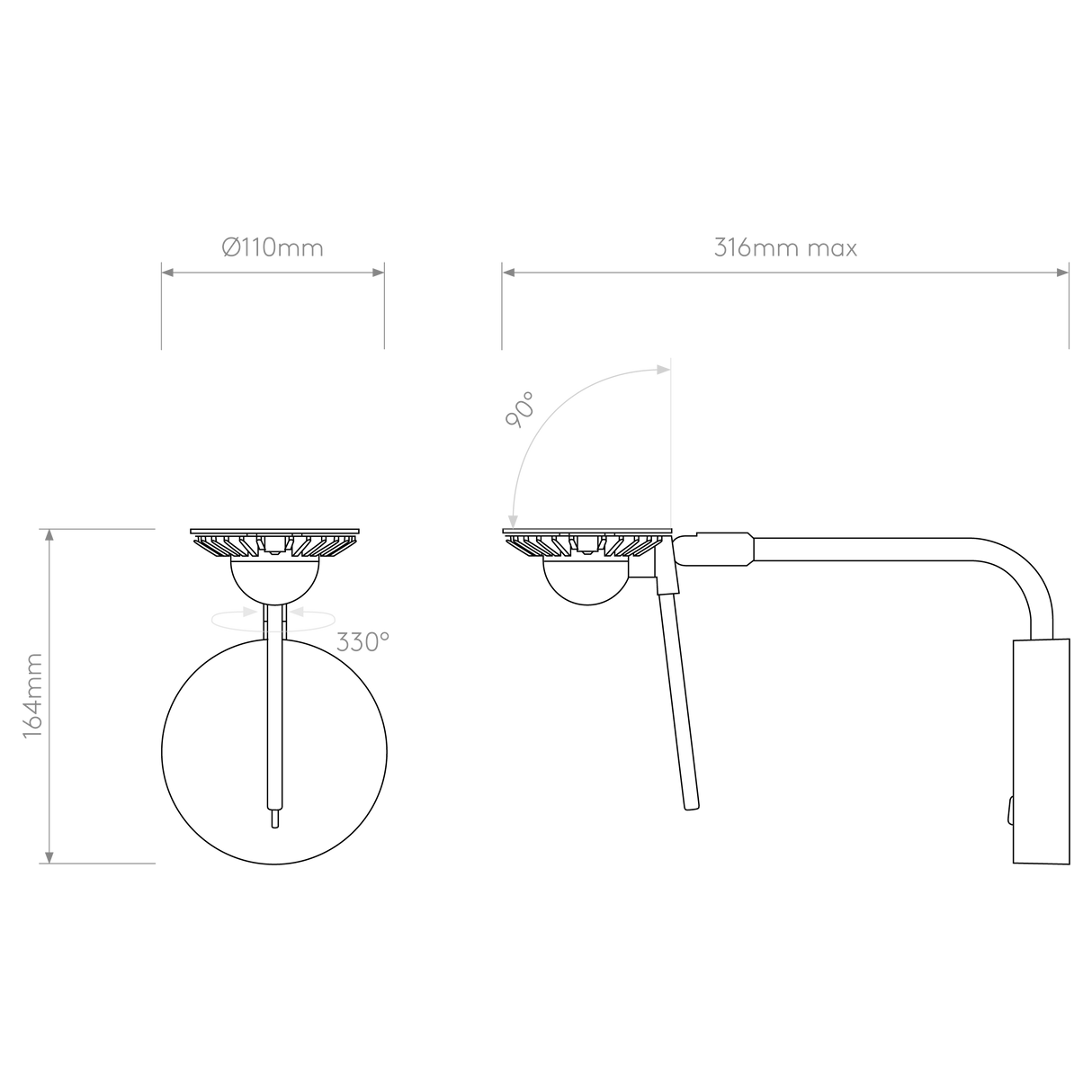 Astro Miura Swing Arm Base Matt Nickel Interior Wall Light