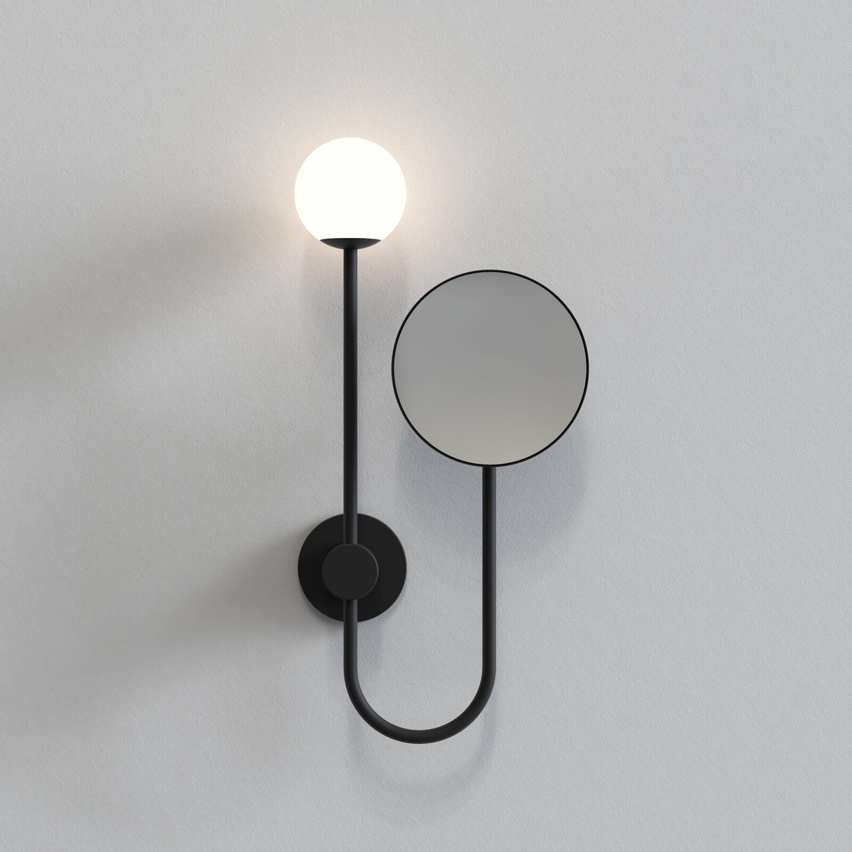 Astro Orb Matt Black Bathroom Magnifying Mirror