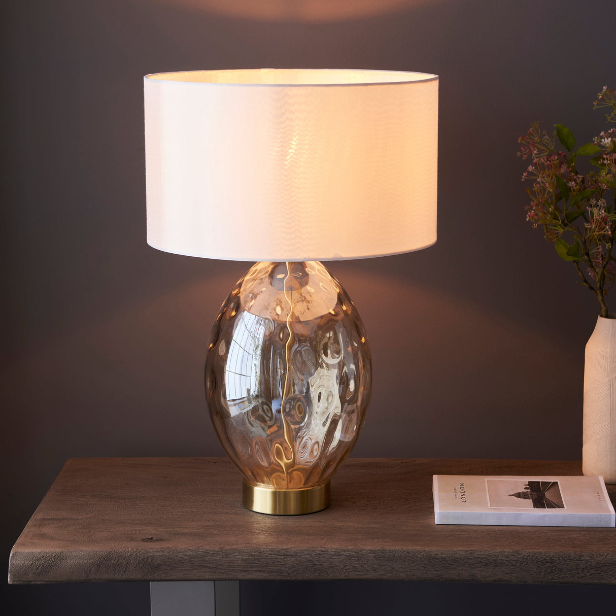 Amos Athena Table Lamp Champagne Lustre with Shade – from Amos Lighting + Home