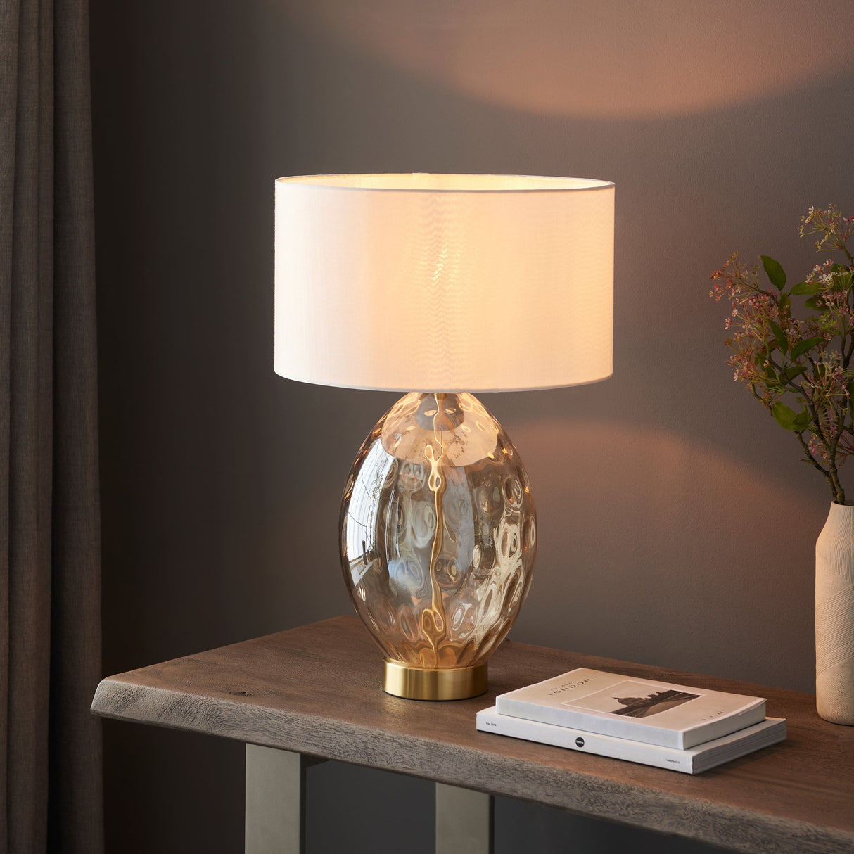 Amos Athena Table Lamp Champagne Lustre with Shade – from Amos Lighting + Home