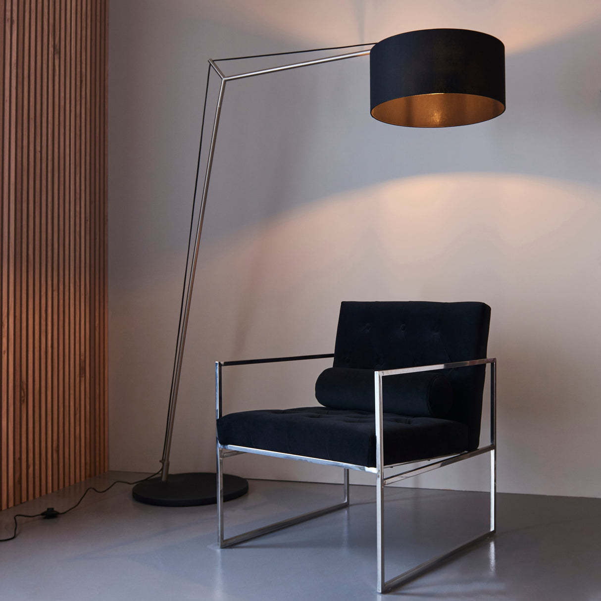 Amos Automic Floor Lamp Matt Nickel & Black – from Amos Lighting + Home