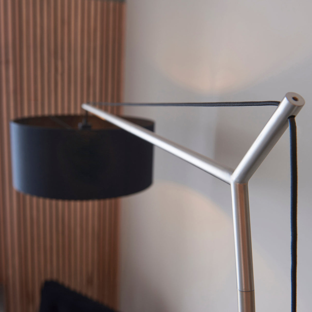 Amos Automic Floor Lamp Matt Nickel & Black – from Amos Lighting + Home