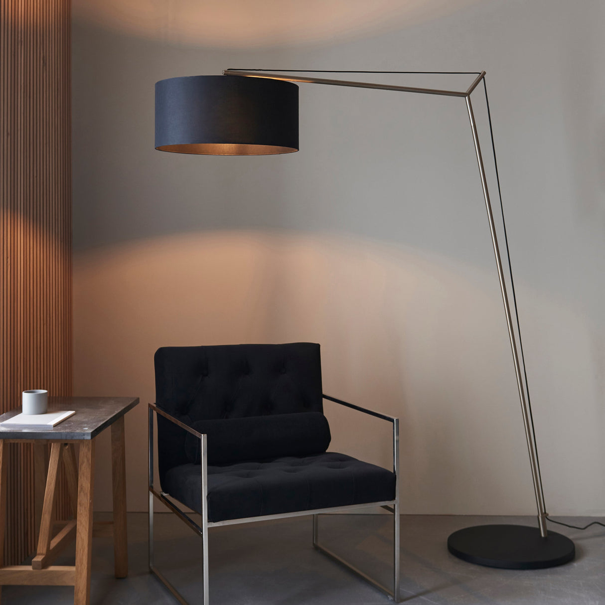 Amos Automic Floor Lamp Matt Nickel & Black – from Amos Lighting + Home