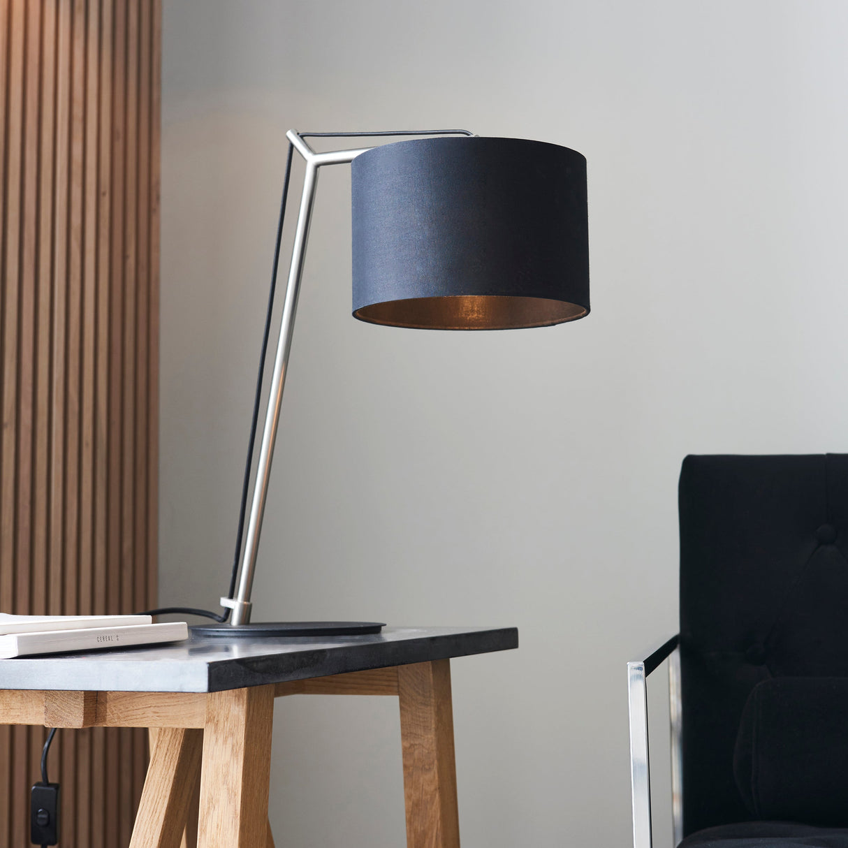 Amos Automic Table Lamp Matt Nickel & Black – from Amos Lighting + Home